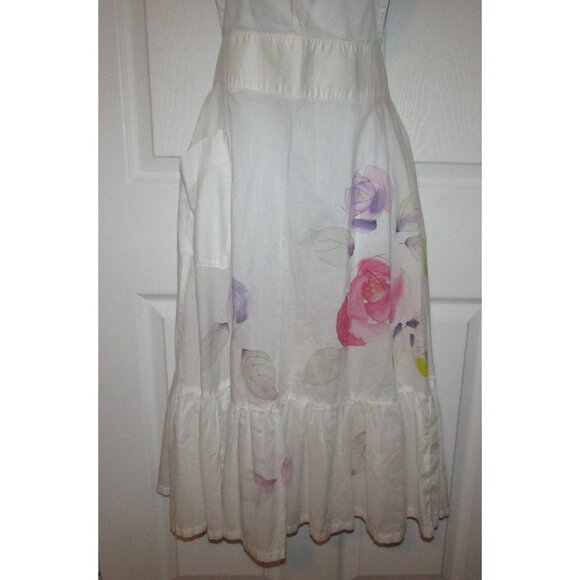 Handpainted Floral Long Pinafore Apron Dress - Picture 4 of 11
